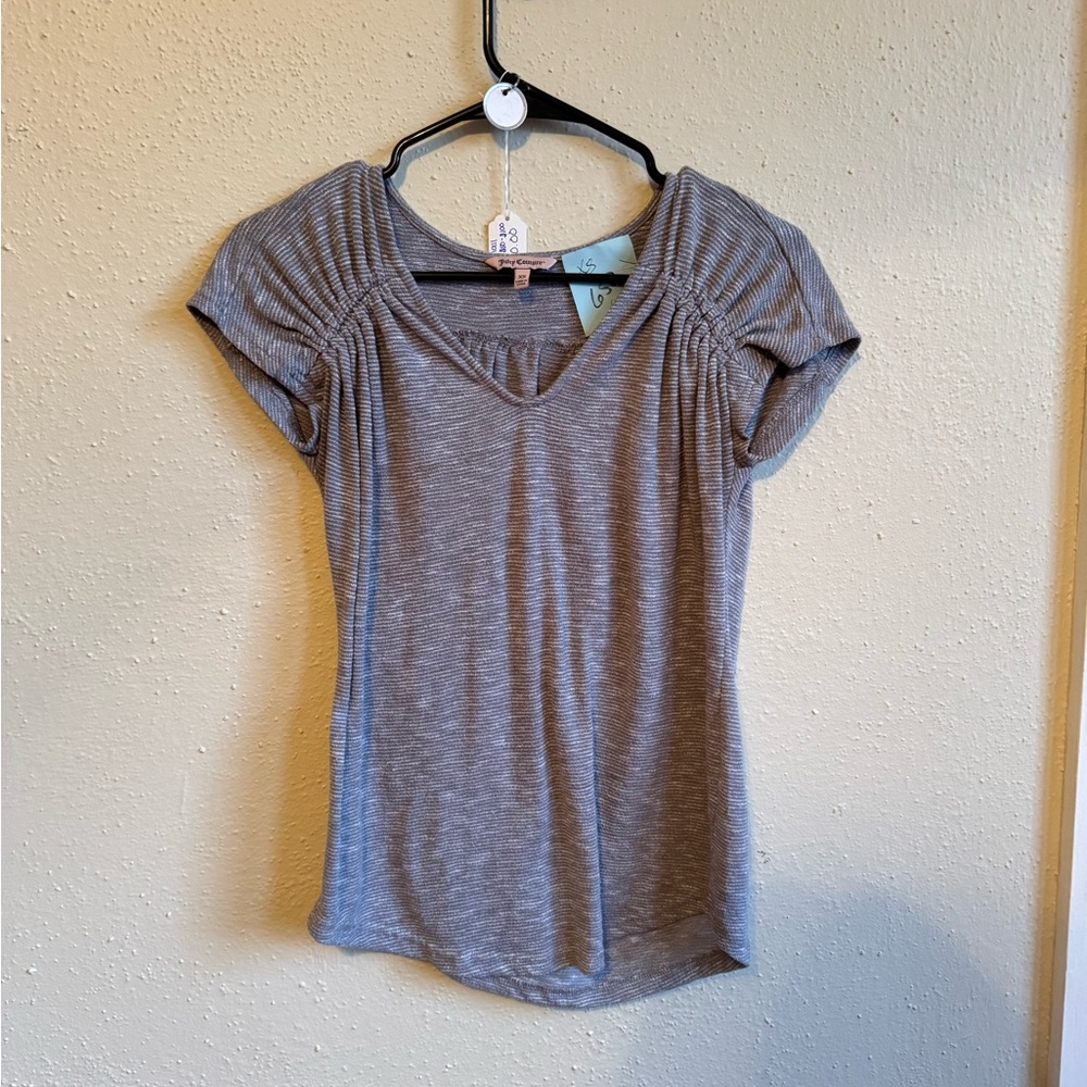 VINTAGE Juicy Couture Gray Ruched Fitted Blouse